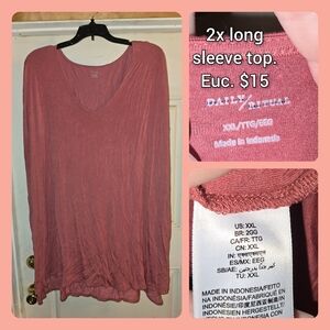 Daily Ritual Women's Long Sleeve Top - Mauve